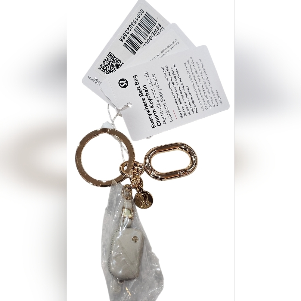 Lululemon Athletica Belt Bag Charm Keychain Beech/Gold, New - Picture 2 of 2